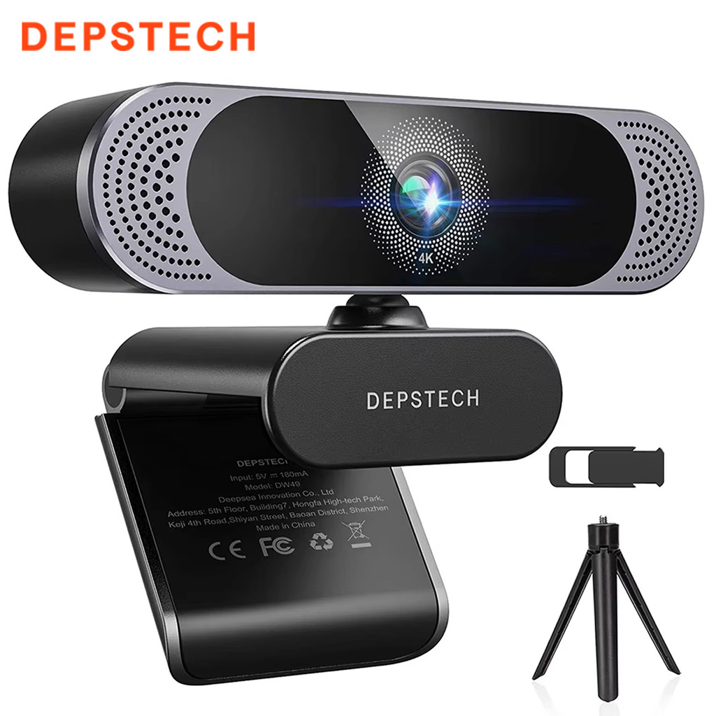 DEPSTECH DW49 Webcam 4K Dark Gray dengan Microfon dan Tutup Privasi