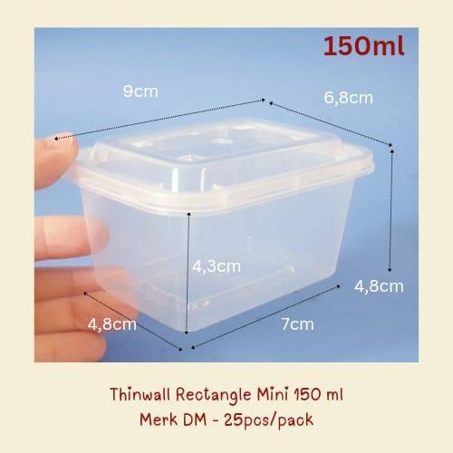 Thinwall Rectangle Mini 150Ml / Thinwall Kotak 150Ml / Cup Puding Rectangle 150Ml. Isi 25Pcs