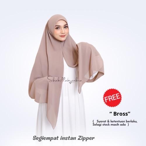 Segi Empat Instan Zipper Ceruty Syari Hijab Segitiga Instant Jumbo Jilbab Kerudung SyarI Premium