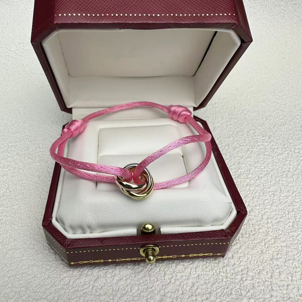 Trinity Bracelet S925 sterling silver Circle Women's Bracelet Different Colors of Rope Classic