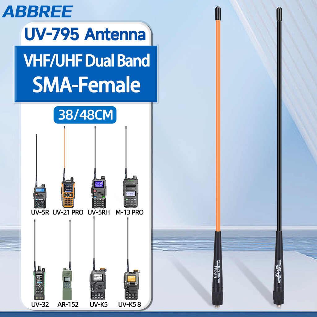 Abbree -795 Walkie Talkie Antenna Dual Band Sma-Female V/Uhf High Gain Antenna For Quansheng K5