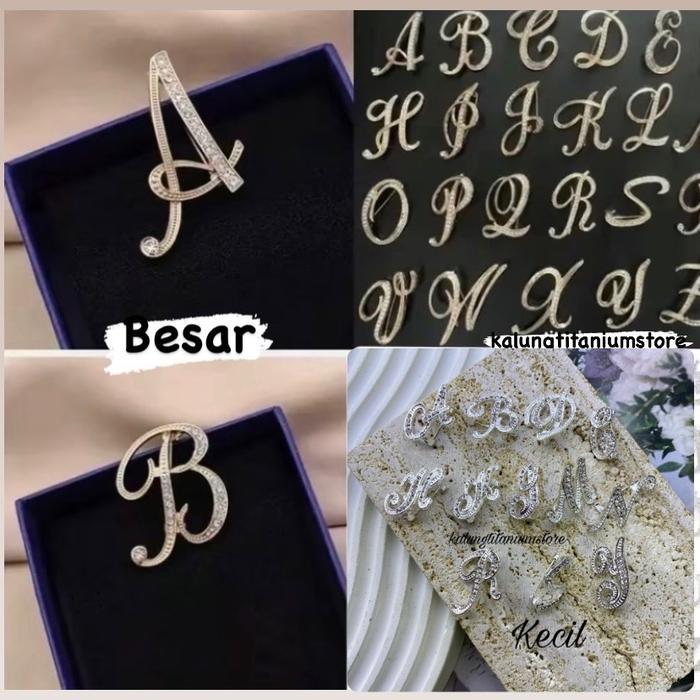 KTS-Bros Huruf Inisial Nama Anti Karat Pin Bros