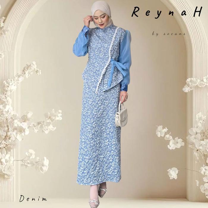 Reynah - Set Rok Setelan 2In1 Baju Wanita Oneset Atasan Dan Rok Bahan Fukuro Utk Lebaran Pesta