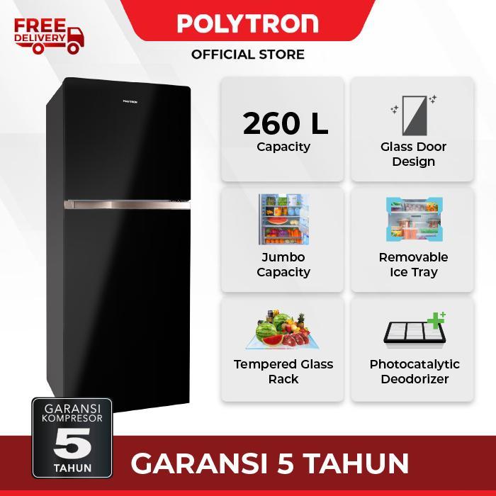 POLYTRON Kulkas 2 Pintu Belleza JUMBO 260 Liter PRW 29MNX - hitam