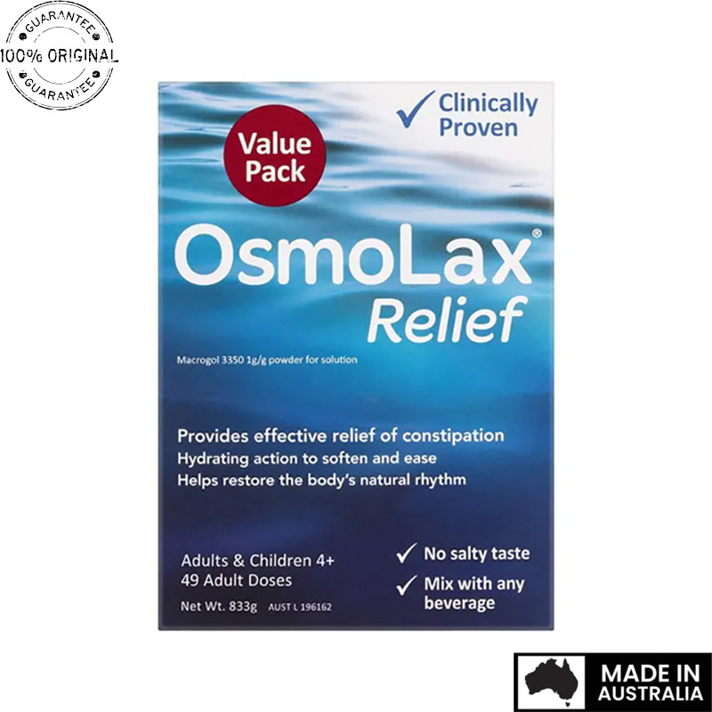Aussie Original OsmoLax Relief Laxative Powder 49 Dose 833g - Macrogol Constipation Relief with No S