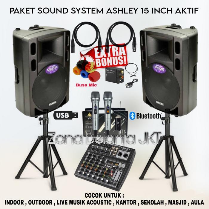 Paket Sound System Speaker Ashley 15 Inch Aktif Mixer Ashley Original