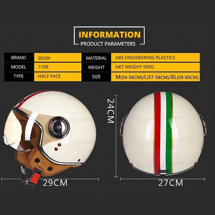 Capacete Beon 110B Motorcycle Scooter Helmet Beon Open Face 3/4