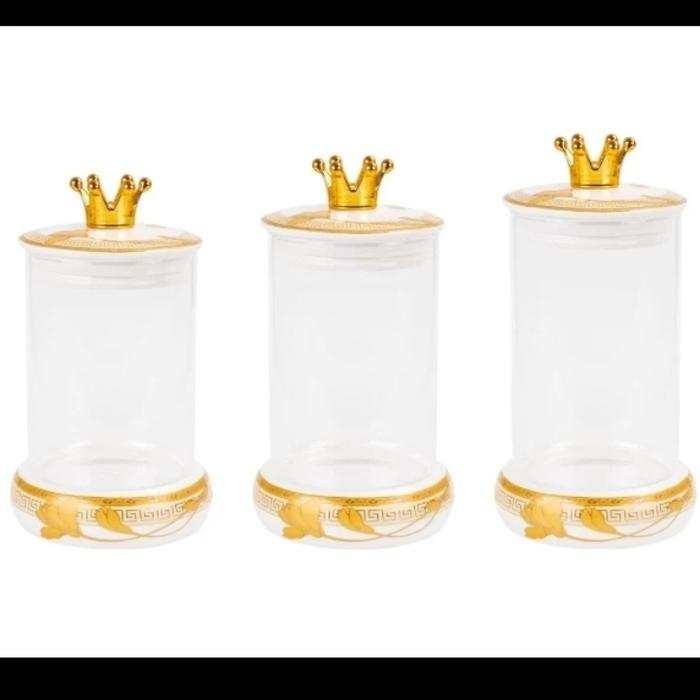 VICENZA CANDY JAR GLASS G-305 TOPLES PENYIMPANAN PERMEN DAN KUE MOTIF LILY,PADI,MAGNOLIA