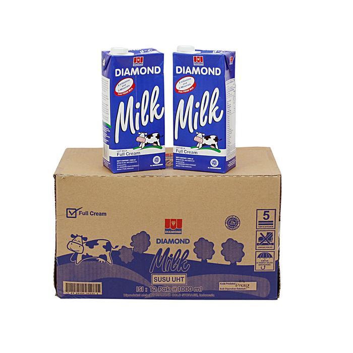 Susu Diamond Uht 1 Liter Full Cream Karton Isi 12 Pcs Dus Terbaru