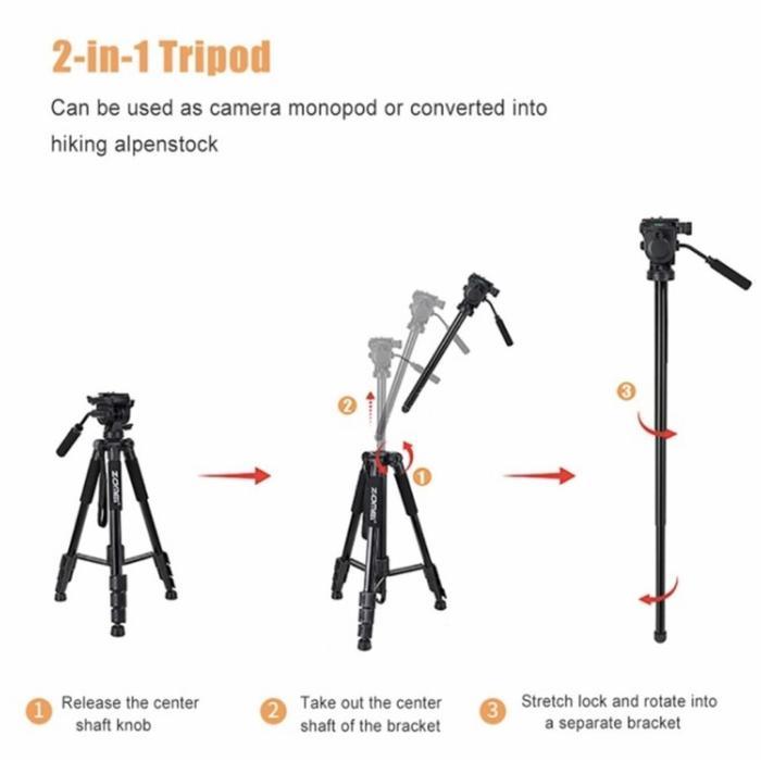 Zomei Q310 Tripod 2in1 Monopod Stand Kamera Phone Portable Q 310