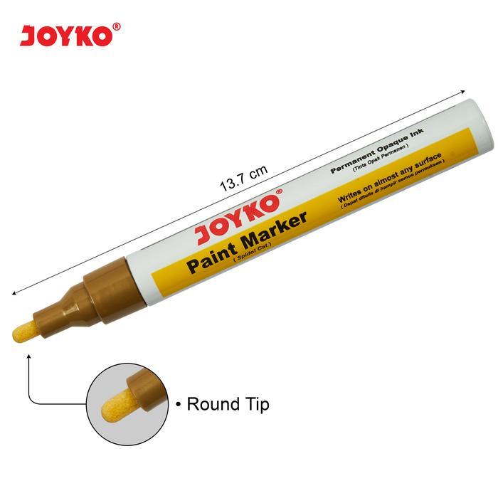 Joyko Paint Marker White Gold Silver Black Spidol Kaca Putih Emas Abu Hitam Cat Lusin [12Pcs]