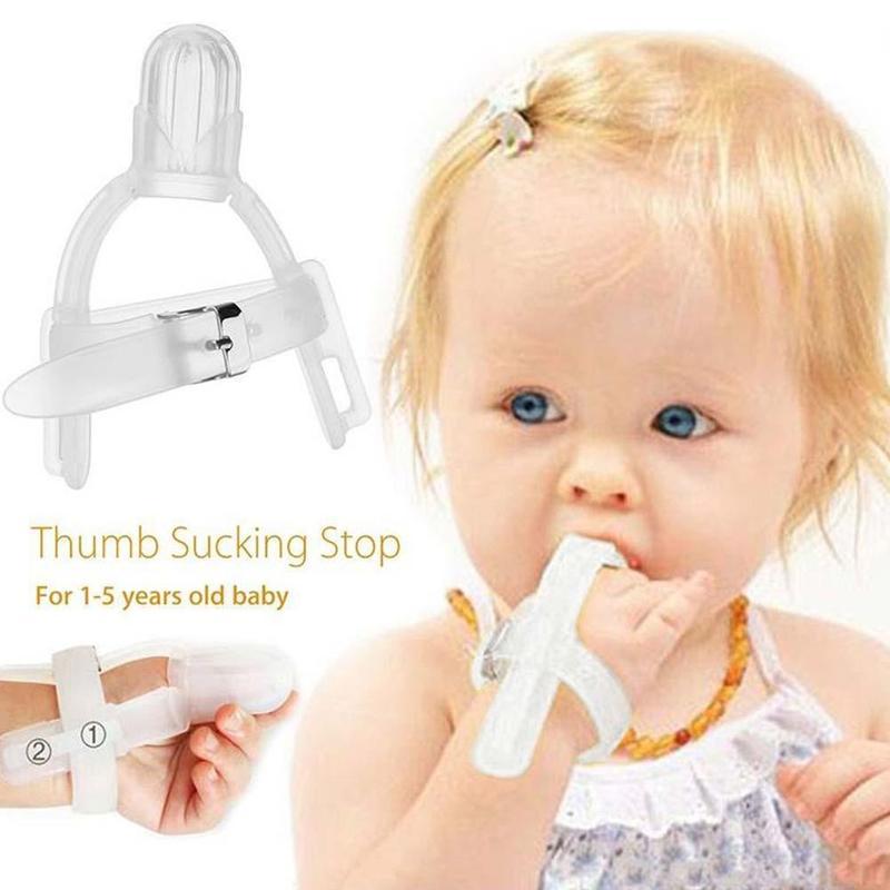 Silicone Baby Sucking Appliance Nontoxic Latex-Free Child Finger Guard Stop Thumb Sucking With Wrist