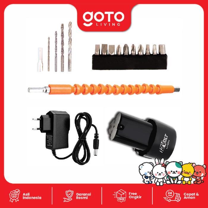 Kova [Cod] 12V Cordless Drill Set Mesin Bor Tangan Tanpa Kabel Pasti Diskon