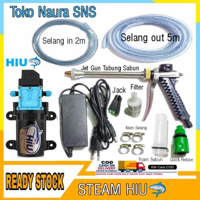 Alst Cuci Steam Motor High Pressue Pompa Dc Hiu 12V / Set Alat Cuci Motor / Mobil / Jet Gun Tabung