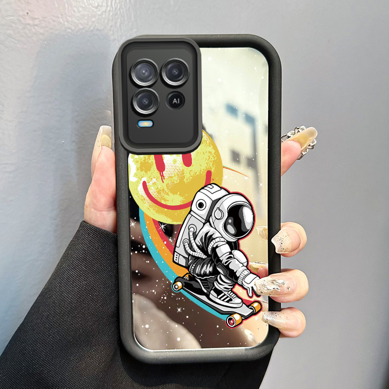 Casing Hp Untuk OPPO A54 Case astronot NASA Kesing cermin Kasing Silikon Softcase Mirror Cesing Seri