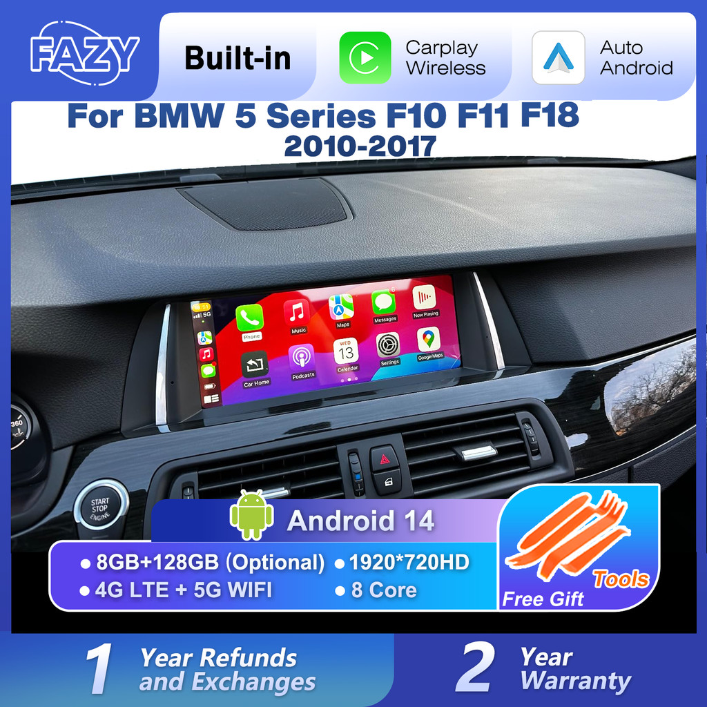 10.25'' Android 14 Wireless Carplay For BMW 5 Series F10 F11 F07 F18 2010-2017 Car Screen Stereo GPS