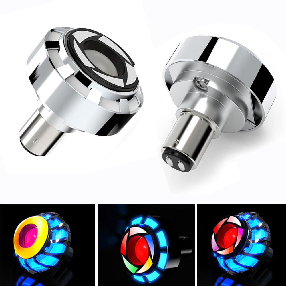 Motorcycle Warning Lamp Angel Eye Motorcycle Headlight 1157 Brake Tail Rear Rgb Led Motor Light Moto