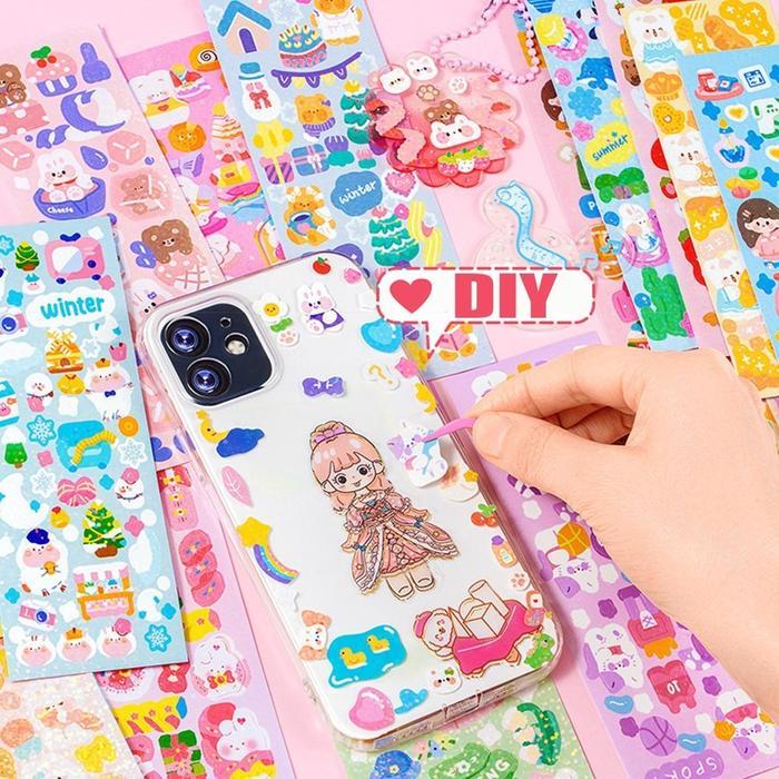200 Lembar/100 Lembar Berbagai Kartun Shiny Stiker Set Mahasiswa Hias Diy Bahan Stiker Lucu Pasti