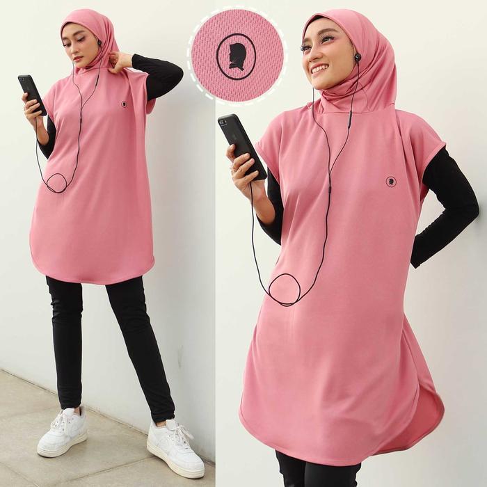 Long Vest Rompi Panjang Muslim Polos Sport Olahraga Wanita Untuk Padel Bersepeda Lari Senam 9-0260