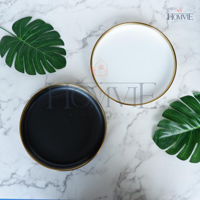 Piring Makan Keramik list Gold