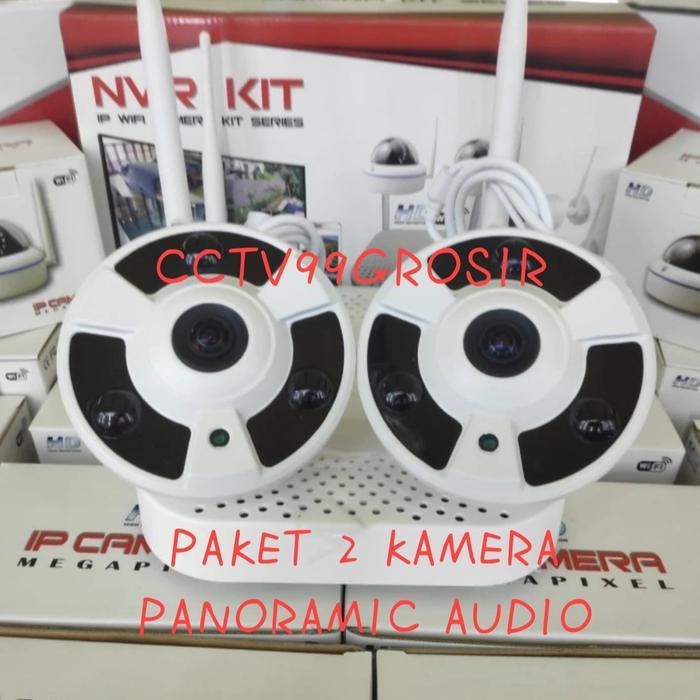 Paket Camera Nvr Kit 2 Kamera Indoor Panorama Audio 8Mp Nvr 10Ch