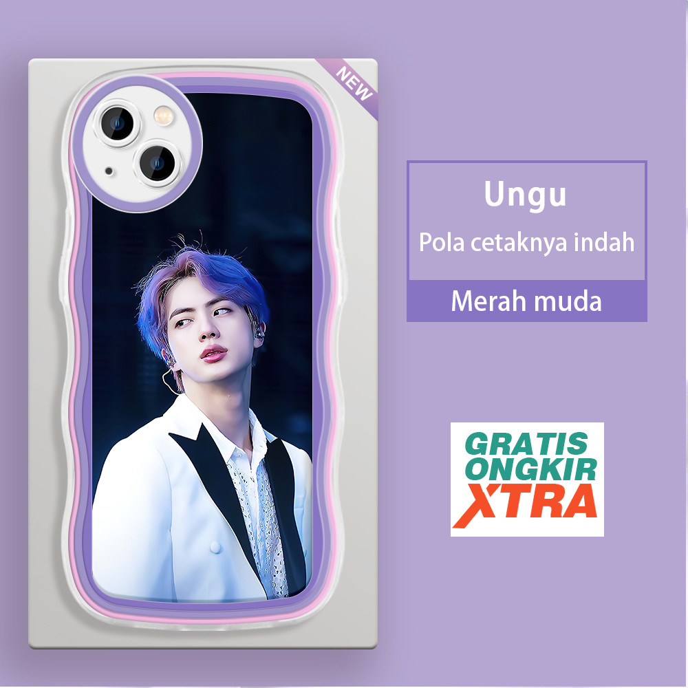 Casing HP Apple iPhone 15 Plus Mini Pro Max  Pola BTS Kim Seok Jin  warna-warni gelombang batas Case