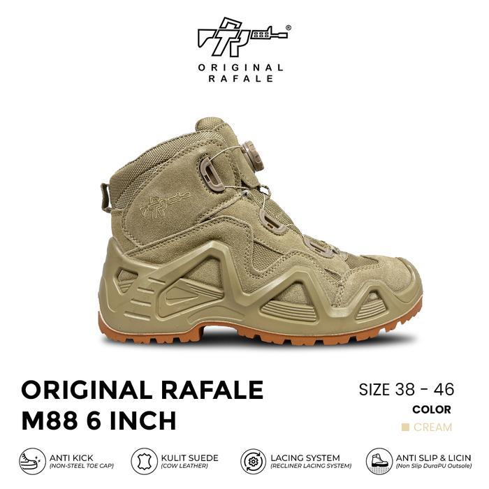 Original Rafale M88 6 Inch Tali Putar Sepatu Outdoor Hiking Gunung Tracking - Cream Gurun Dan Hitam