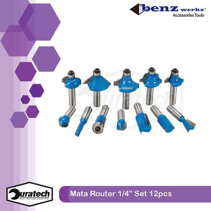 Mata Profil Kayu Set 12Pcs / Router Bit Set 1/4" / Mata Ukir Kayu Set