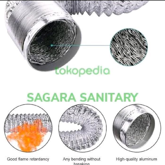 PIPA SELANG EXHAUST FLEXIBLE 4 IN ALUMINIUM CEROBONG ASAP FLEXIBLE DUCTING UKURAN 3 METER
