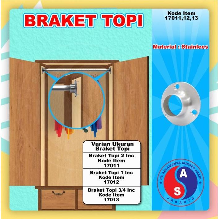 BRAKET BRACKET BREKET TOPI PIPA BULAT PENGGANTUNG GANTUNGAN UJUNG PIPA BULAT PADA KAYU DINDING