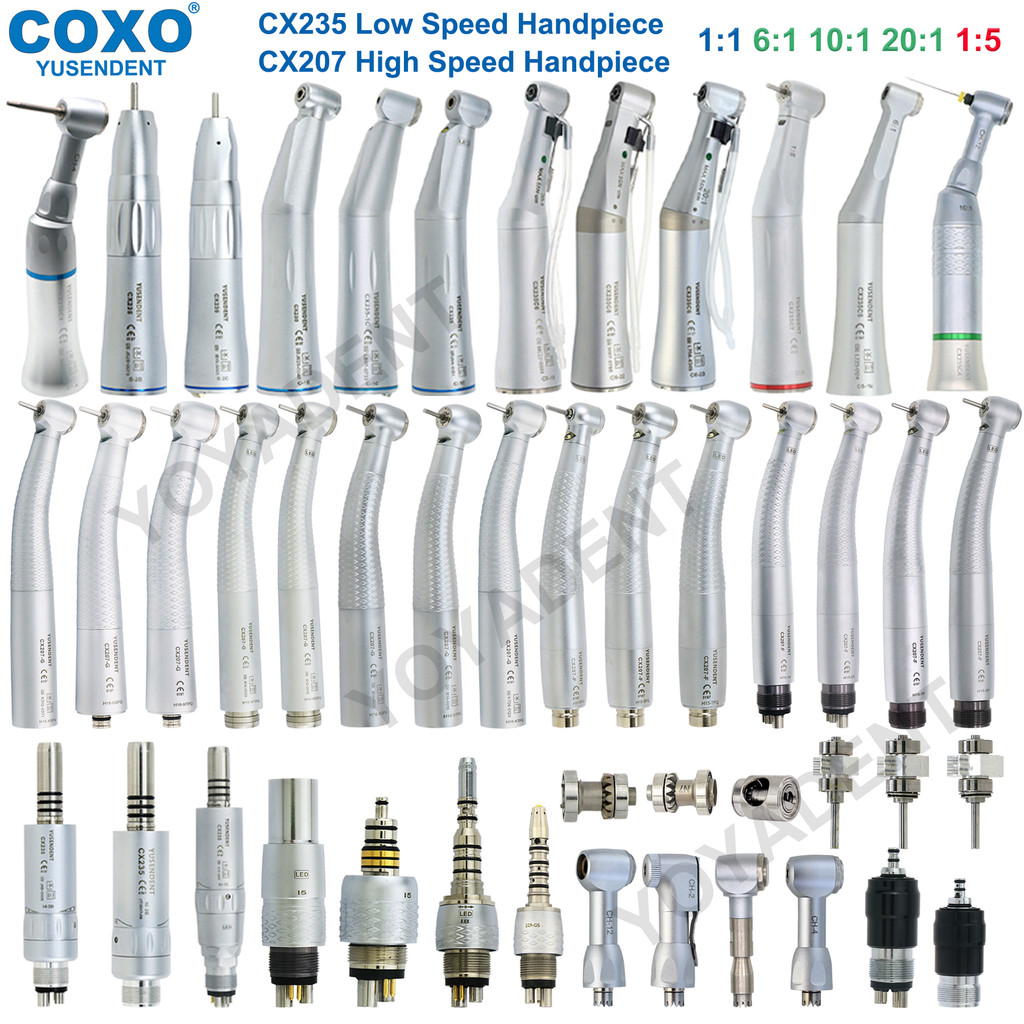 COXO Handpiece Dental Turbine Fiber Optic High Speed Handpiece LED Low Speed Handpiece Fit KAVO NSK