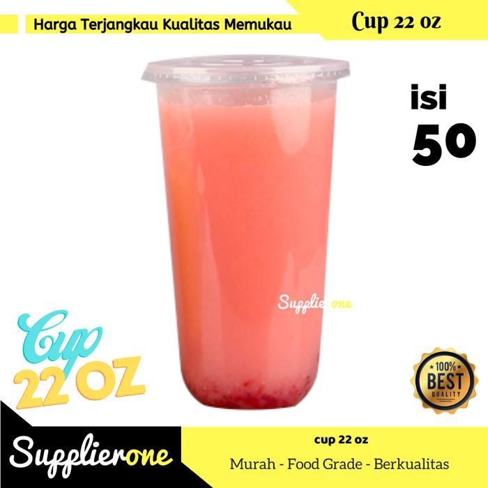 PLASTIK CUP 22 OZ OVAL ISI 50 TEBAL DAN HIGIENIS / CUP U 22 OZ / GELAS