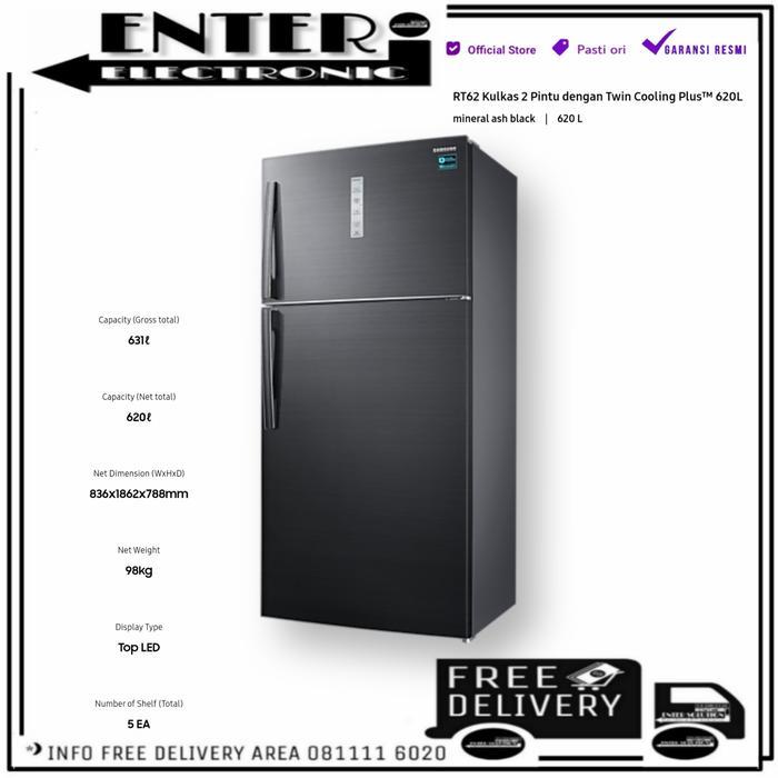 SAMSUNG RT62K7011BS SE - KULKAS 2PINTU INVERTER 631L 620L RT 62K7011BS