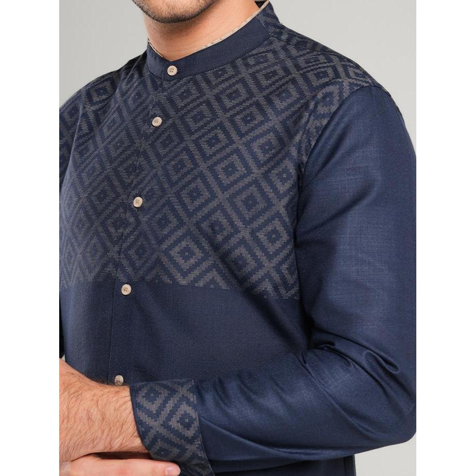 MOC Kemeja Koko Lengan Panjang Pria BAHRI-NAVY