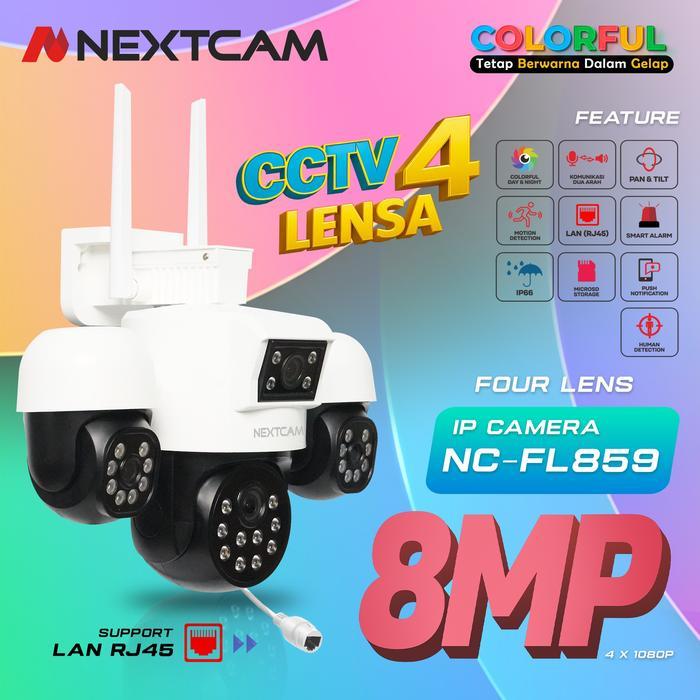Nextcam Kamera cctv 8MP 4 camera cctv fhd 4 lensa Wireless Wifi Outdoor PTZ 1 kamera dual lens dan 2
