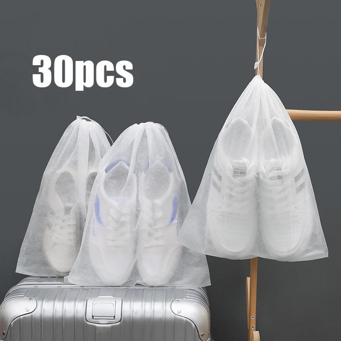30pcs Tas Serut Penyimpanan Sepatu Dustbag Disposable Bag Serut Kantong Debu Pouch Sepatu
