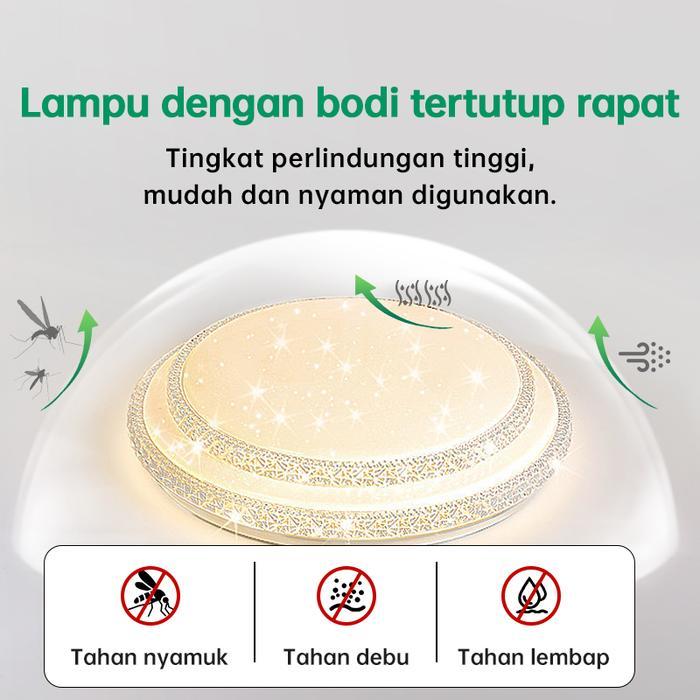 Lampu Plafon Kristal Dua Lapisa 36/48W Dapat Diredupkan Lampu Ruang Tamu 3 Warna Lampu Hias led