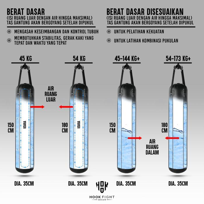Samsak Air Udara Hook Samsak Tinju Gantung 180Cm Hook Sansak Muay Thai Punching Bag Taekwondo