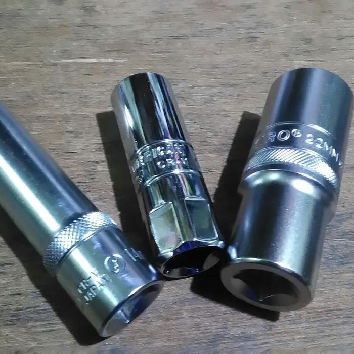 Kunci Sok Panjang 14 - 16 - 22 Mm - Paket Mata Sok 3 Pc Long