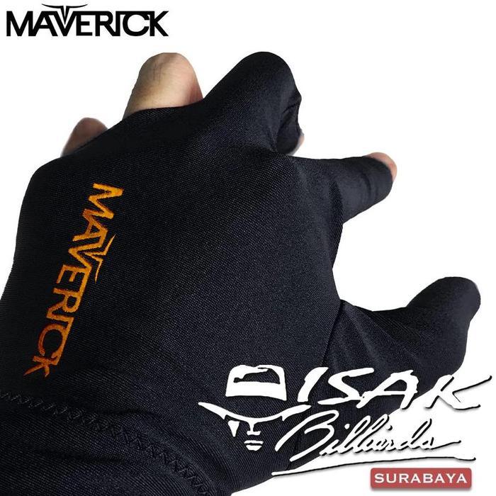 Maverick Pool Glove - Open Finger Black Sarung Tangan Biliar Billiard