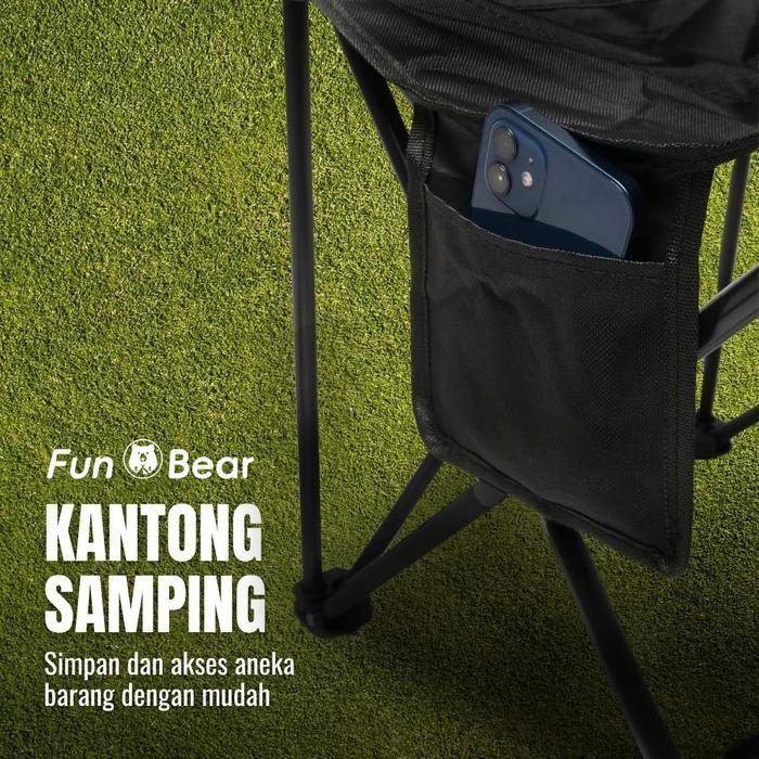 "New" Kursi Lipat Fun Bear dengan Sandaran Lengan & Tempat Minum Kursi Outdoor Jumbo Portable Nyaman