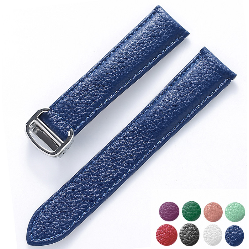Belt Leather Watch Strap Litchi Soft Leather Men's Belt Ladies' Strap Replacement Cartier Tank