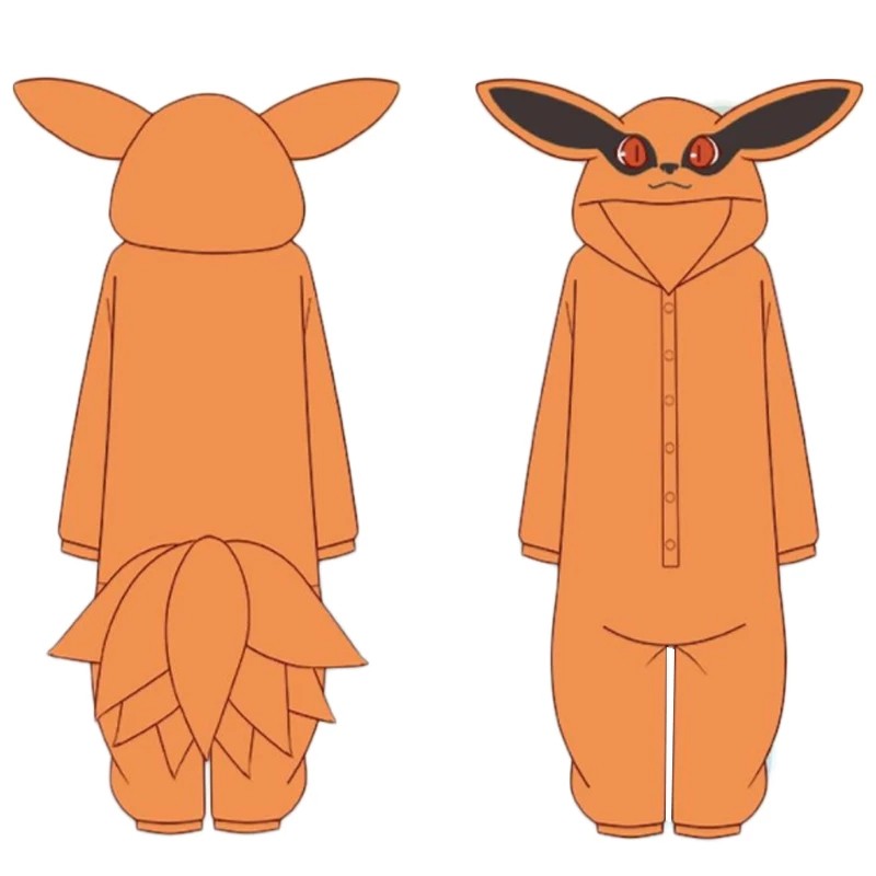Uzumaki Kurama Kyuubi Fox Cosplay Costume Kigurumi Uni Anime Pajamas Flannel Jumuit Sleepwear