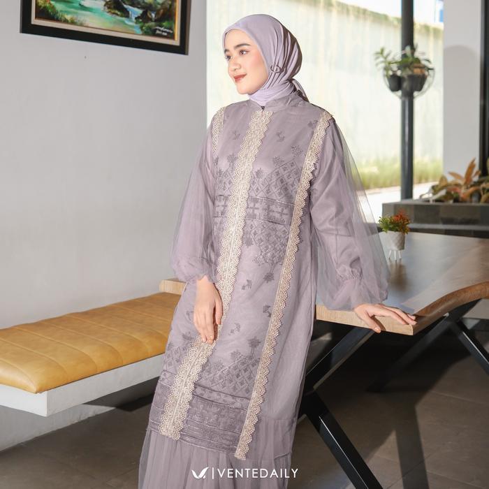 PREMIUM Elisha Maxy Gamis Kondangan Cantik Dress Panjang Wanita Long Dress 2025 Mewah Elegan Aksen