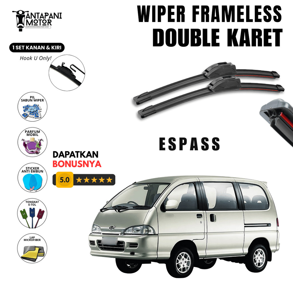 Wiper Daihatsu Espass Dual Kaca Depan Mobil Free 5 Bonus
