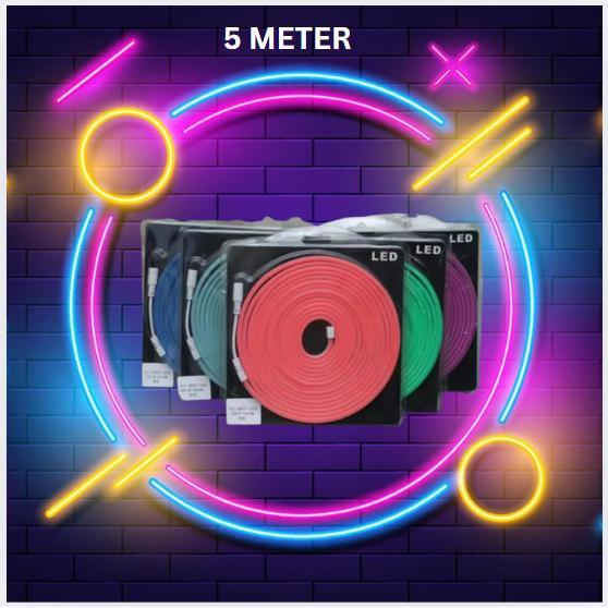 Lampu Neon Flex Led Dc 12V SMD 2835 120 Led/M Neon Flex Murni Panjang 5 Meter Waterproof..