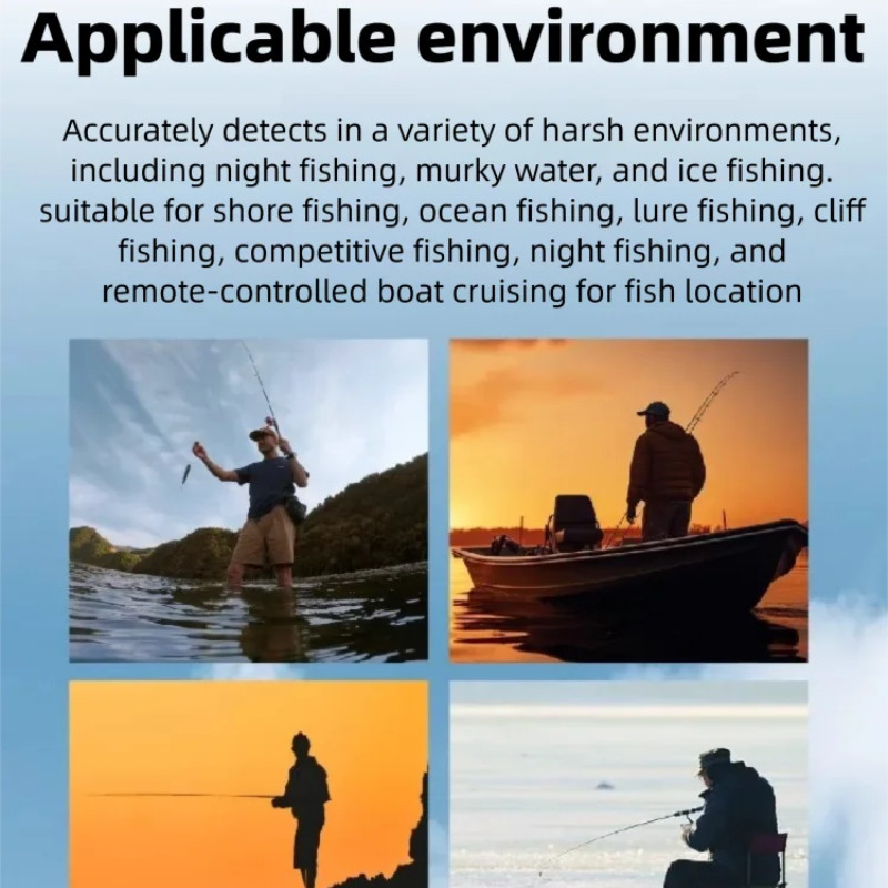 Protable Deep Water Sonar Fish Finder Anti-freeze Waterproof,iOS/Android APP, Night Fishing