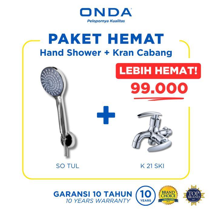 Toto - Onda Paket Hemat Hand Shower Set Dan Kran Shower 2 Cabang - Hand Shower So-Tul + Kran Cabang