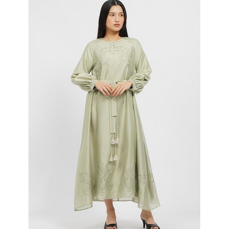 Et Cetera Puff Sleeves Gamis with Tassel SAGE