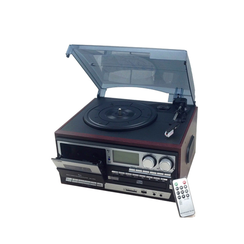 Classic Vintage Design 6 in 1 Audio Turntable Record Player& Vinyl Turntable LP& Gramophone with PC